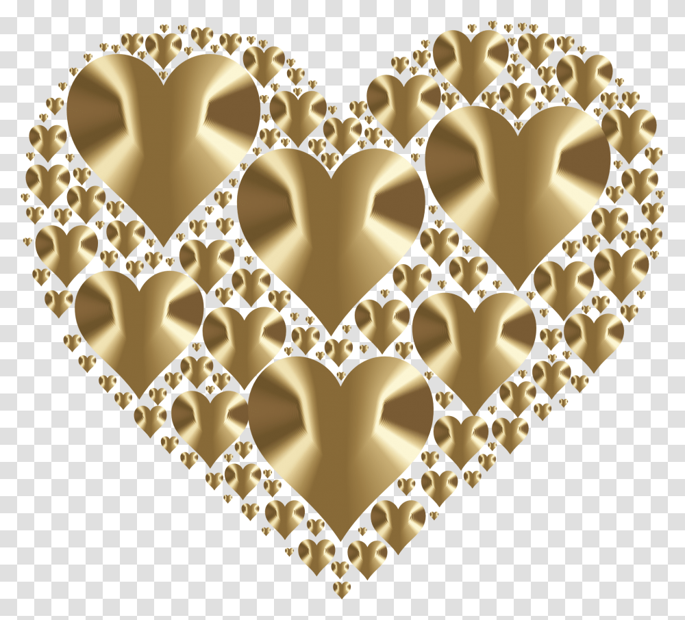 Golden Hearts In The Shape Of A Heart Clip Art, Chandelier, Crowd, Audience, Pattern Transparent Png