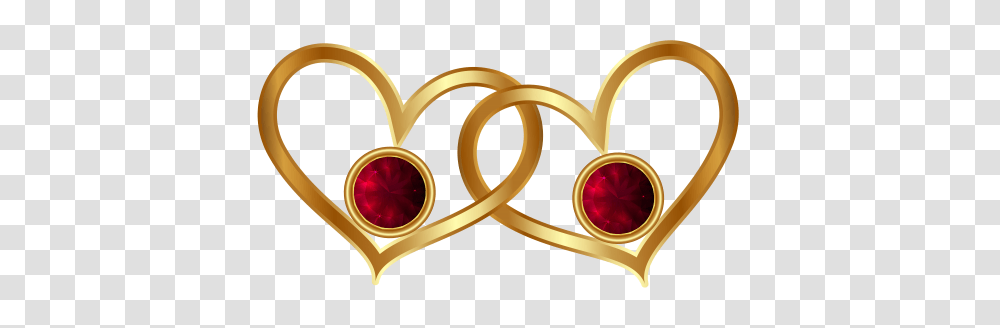 Golden Hearts With Red Diamonds Clipart, Accessories, Accessory, Jewelry, Scissors Transparent Png