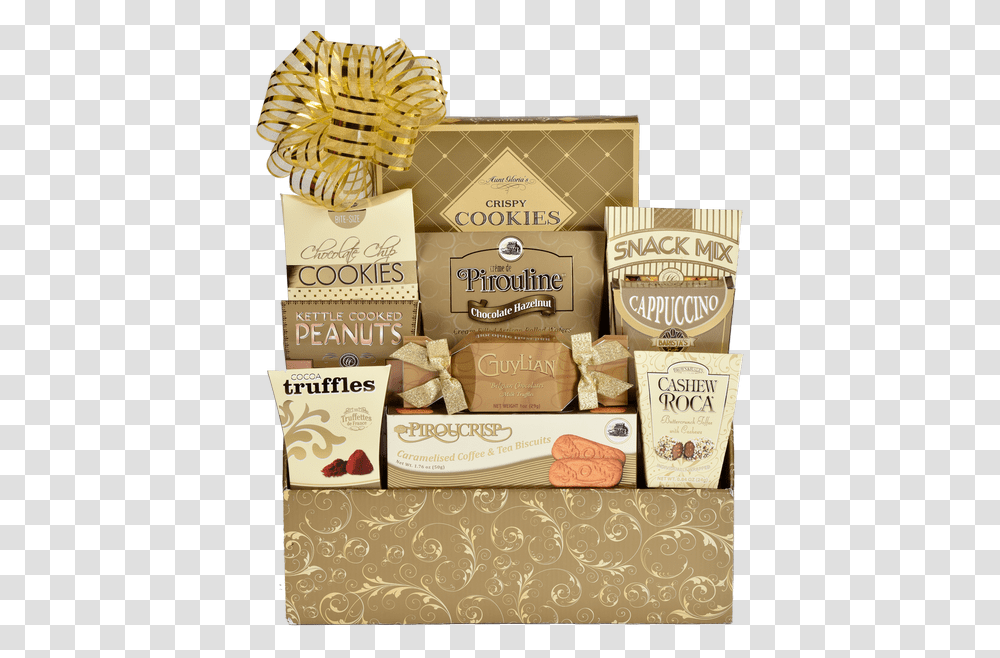 Golden Impression Gift Basket Gift Basket, Box, Food Transparent Png