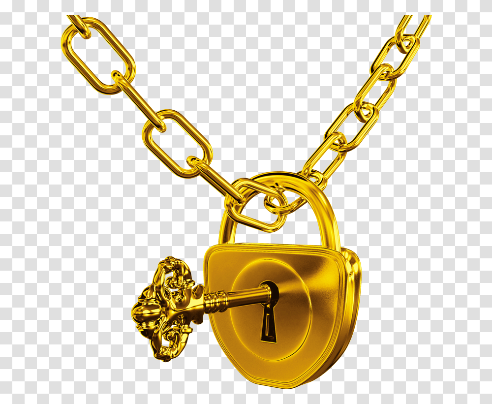 Golden Key Images Lock With Chain, Lawn Mower, Tool, Combination Lock Transparent Png