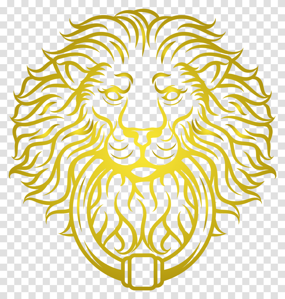 Golden Lion Head Vector Download Gold Lion Logo, Symbol, Trademark, Emblem, Tiger Transparent Png