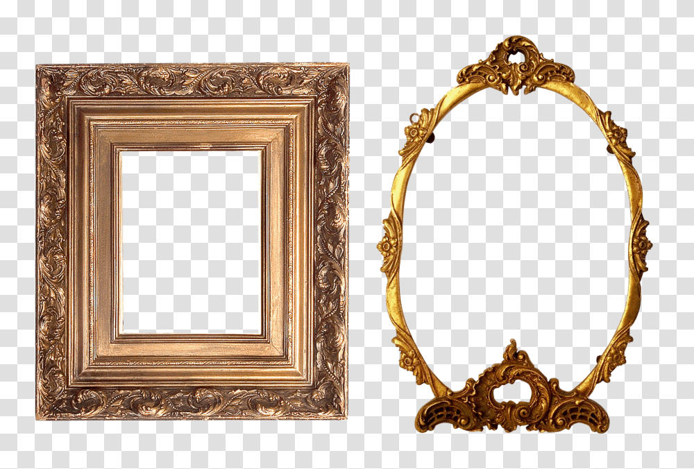 Golden Mirror Frame Round Picture Frame, Bracelet, Jewelry, Accessories, Accessory Transparent Png