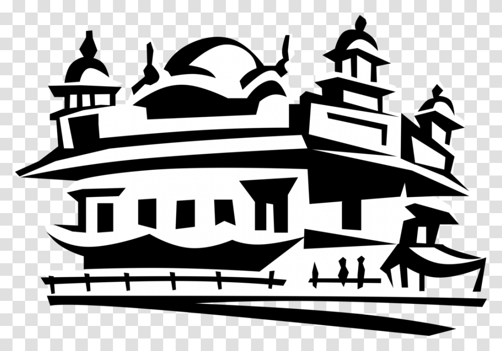 Golden Of Amritsar Punjab Golden Temple Clip Art, Stencil, Architecture, Building, Silhouette Transparent Png
