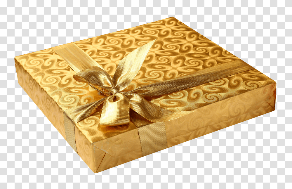Golden Present With Bow Image Birthday Gift Hd, Box, Rug Transparent Png