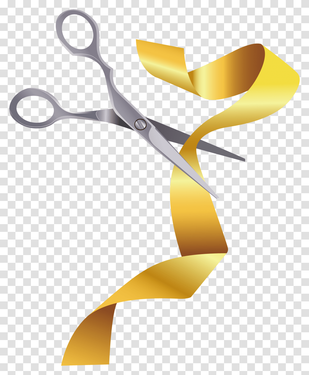 Golden Ribbon Transprent Golden Ribbon Cutting, Weapon, Weaponry, Blade, Scissors Transparent Png
