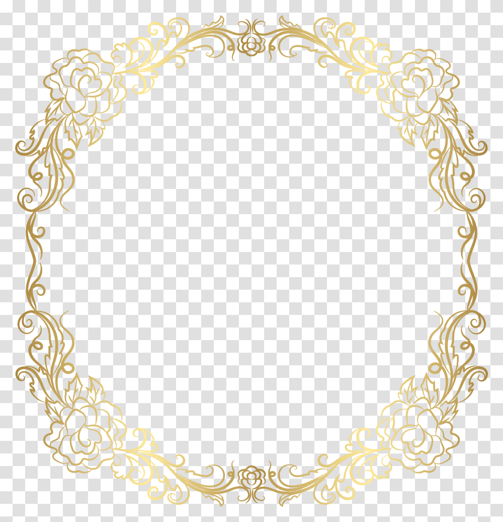 Golden Round Frame, Oval Transparent Png