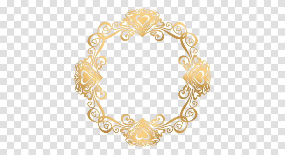 Golden Round Frame, Pattern, Floral Design Transparent Png
