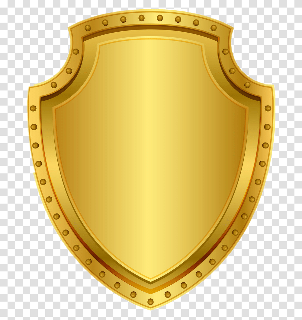 Golden Shield Badge Blank Gold Shield Vector Transparent Png
