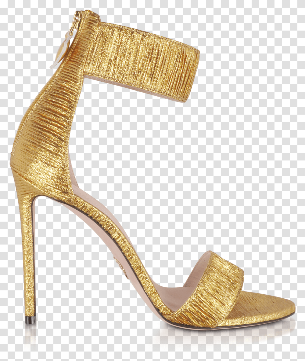 Golden Shining High Heel Sandal, Apparel, Footwear, Shoe Transparent Png