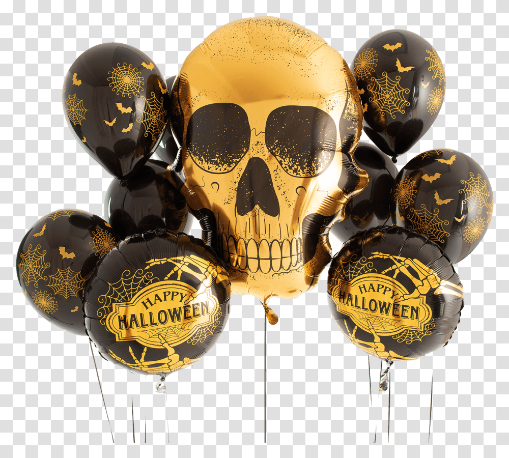 Golden Skull Foil Balloon Bouquet, Sphere, Skin, Word Transparent Png