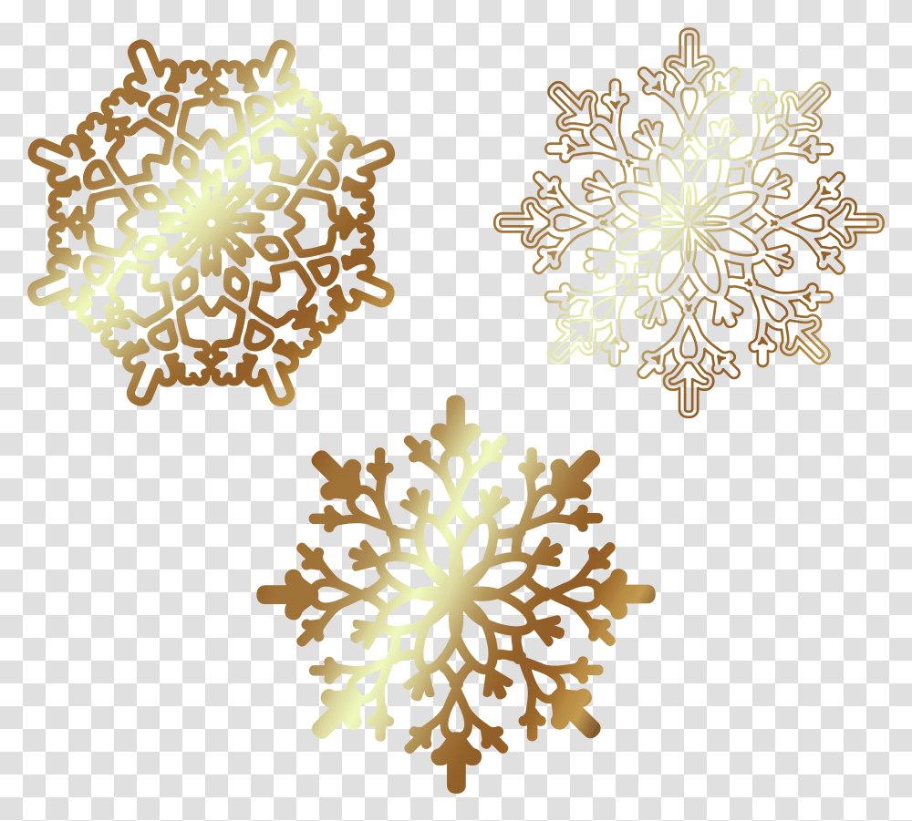 Golden Snowflakes Clip, Pattern, Ornament, Rug, Fractal Transparent Png