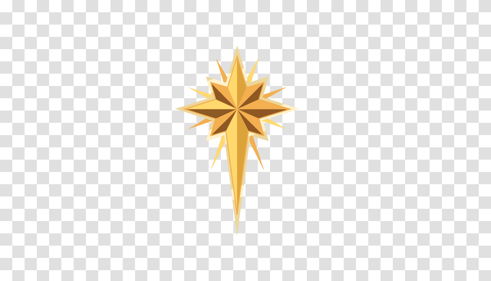 Golden Star Christmas Crucifix, Cross, Star Symbol Transparent Png