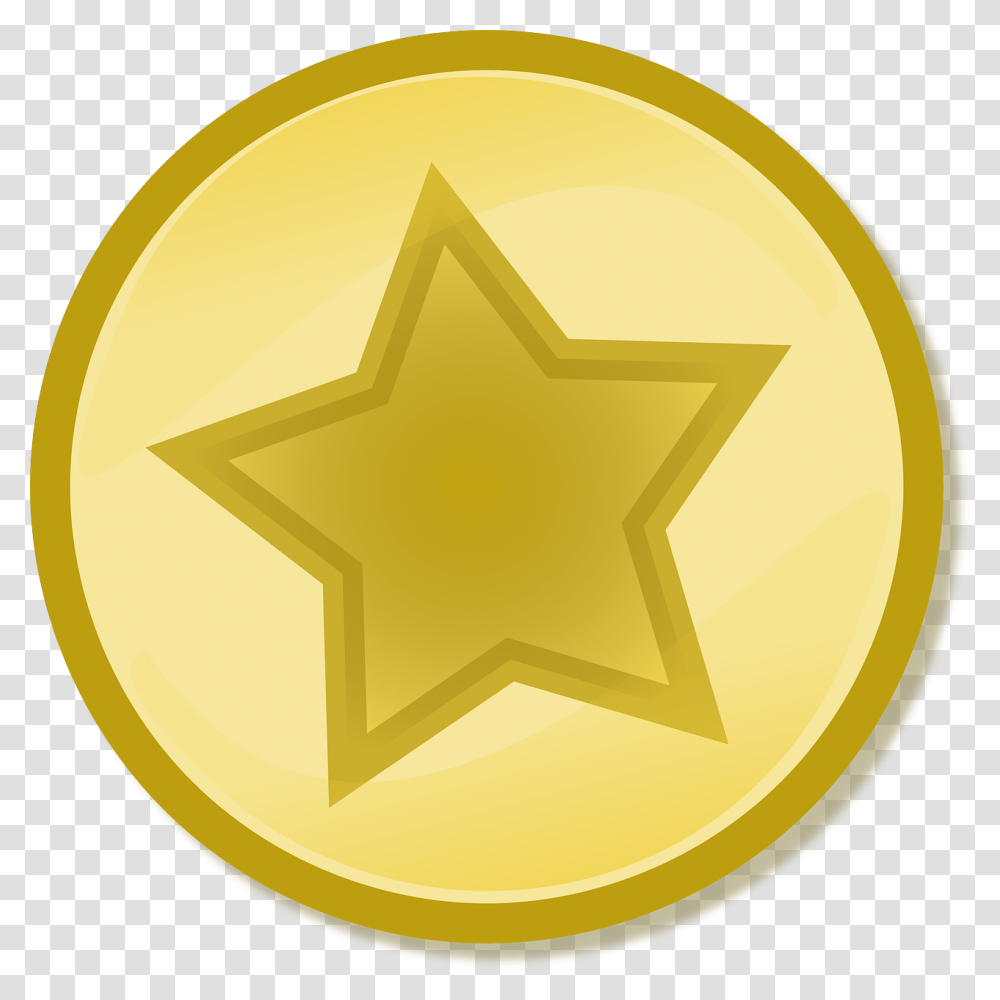 Golden Star Inside Circle, Gold Medal, Trophy Transparent Png