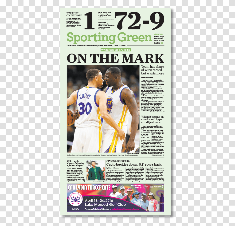 Golden State Warriors On The Mark Flyer, Person, Newspaper, People Transparent Png