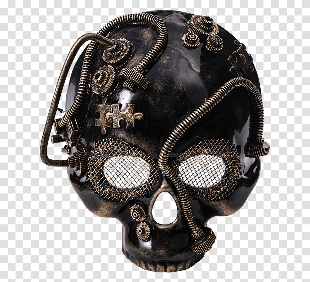 Golden Steampunk Skull Half Mask Plaster Mask Skull, Apparel, Helmet, Crash Helmet Transparent Png