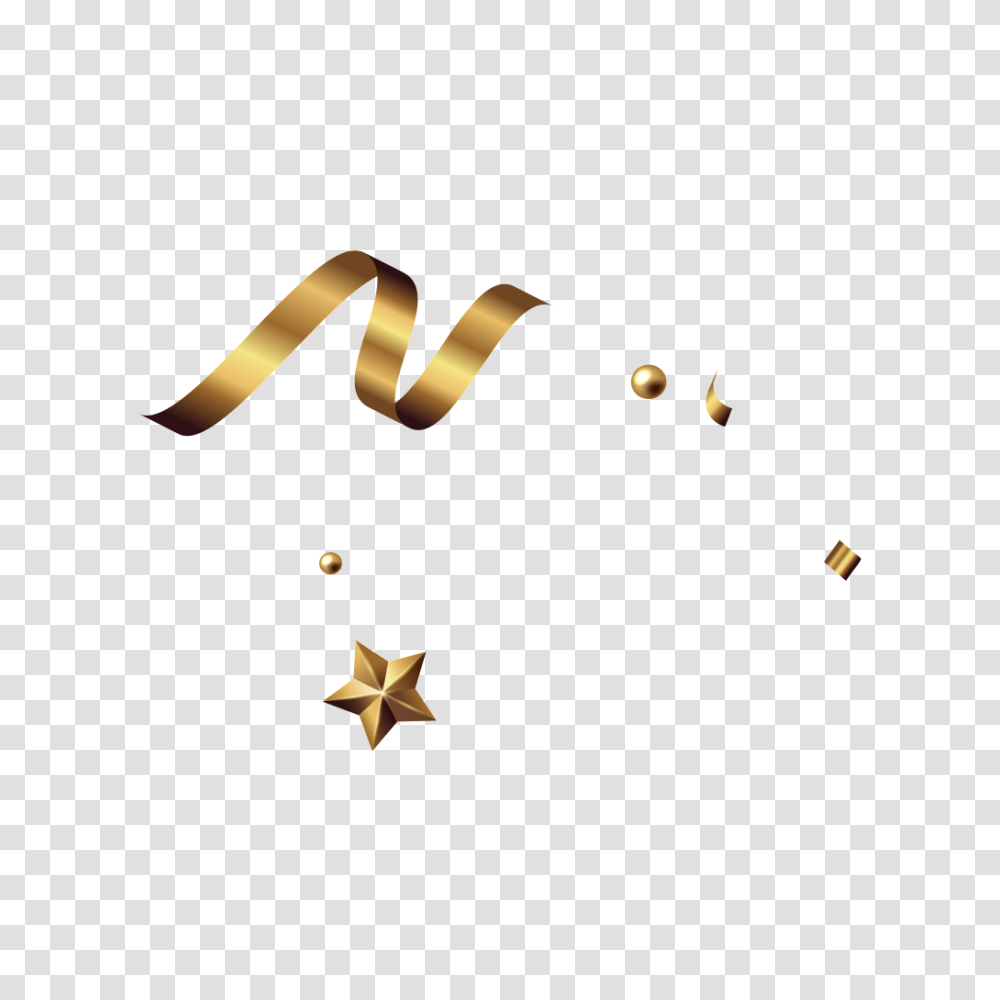 Golden Streamers Vector Ribbon Decorative Design Pattern, Number, Star Symbol Transparent Png