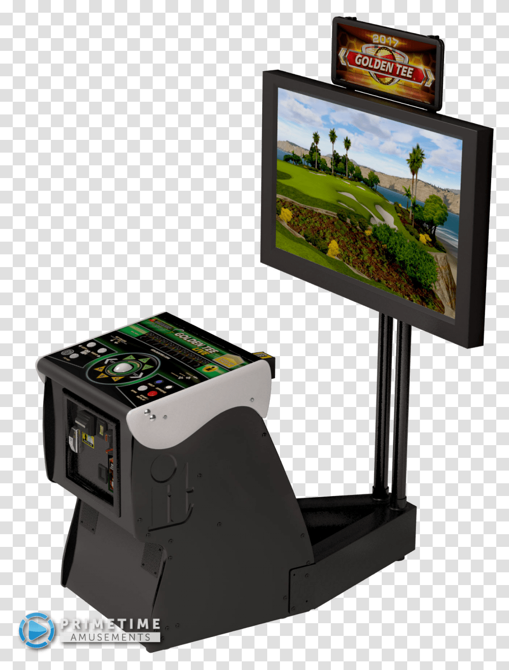 Golden Tee 2017 Live Arcade Game Flat Panel Display, Arcade Game Machine, Box, Monitor, Screen Transparent Png