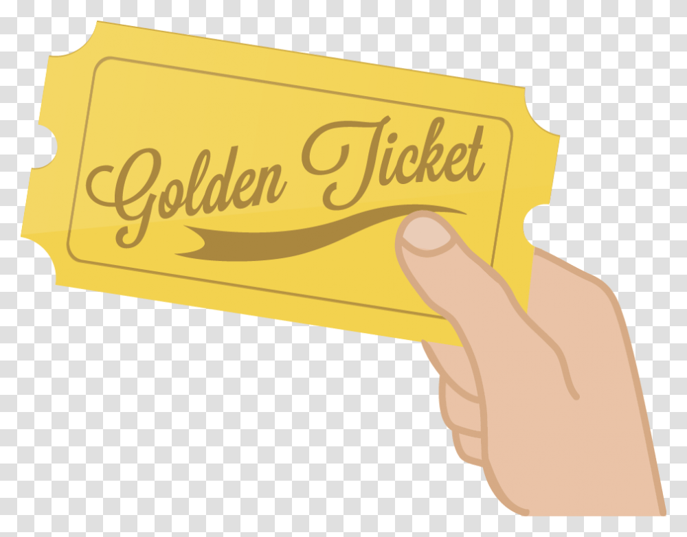 Golden Ticket Logo Golden Ticket In Hand, Paper, Credit Card Transparent Png