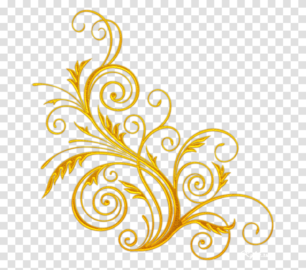 Golden Vector Swirl Gold Swirls Background, Floral Design, Pattern Transparent Png