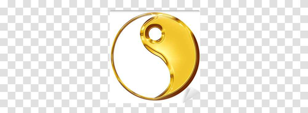 Golden Yin Yang Symbol Wall Mural • Pixers We Live To Change Yin Yang Gold, Number, Text, Disk, Helmet Transparent Png