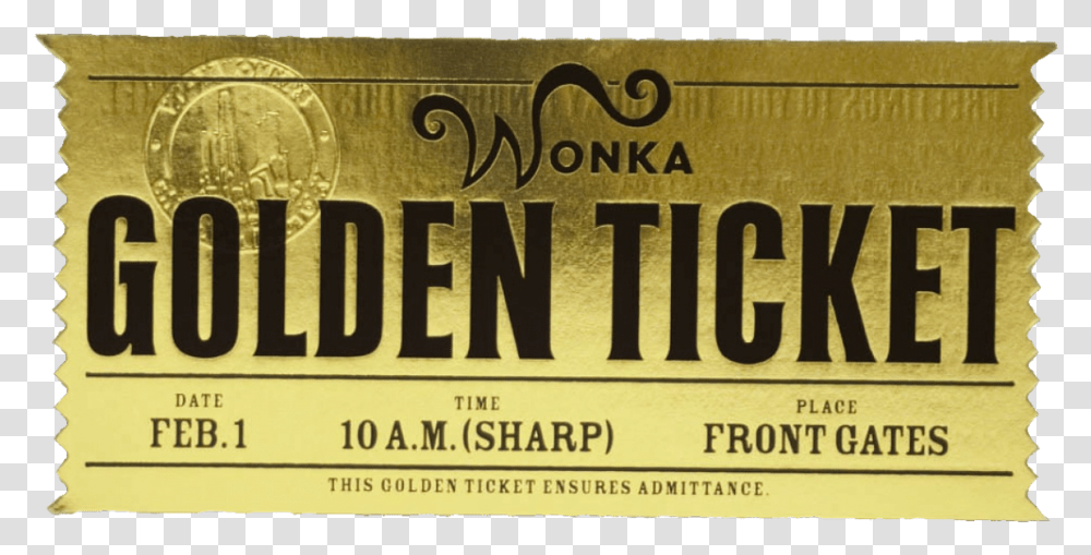 Goldenticket Wonka Willywonka Chocolate Bilhetedourado, Paper, Transportation, Vehicle Transparent Png
