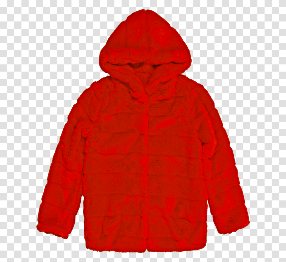 Goldie Ii Red Hooded Faux Fur Jacket Hoodie, Apparel, Coat, Sweatshirt Transparent Png