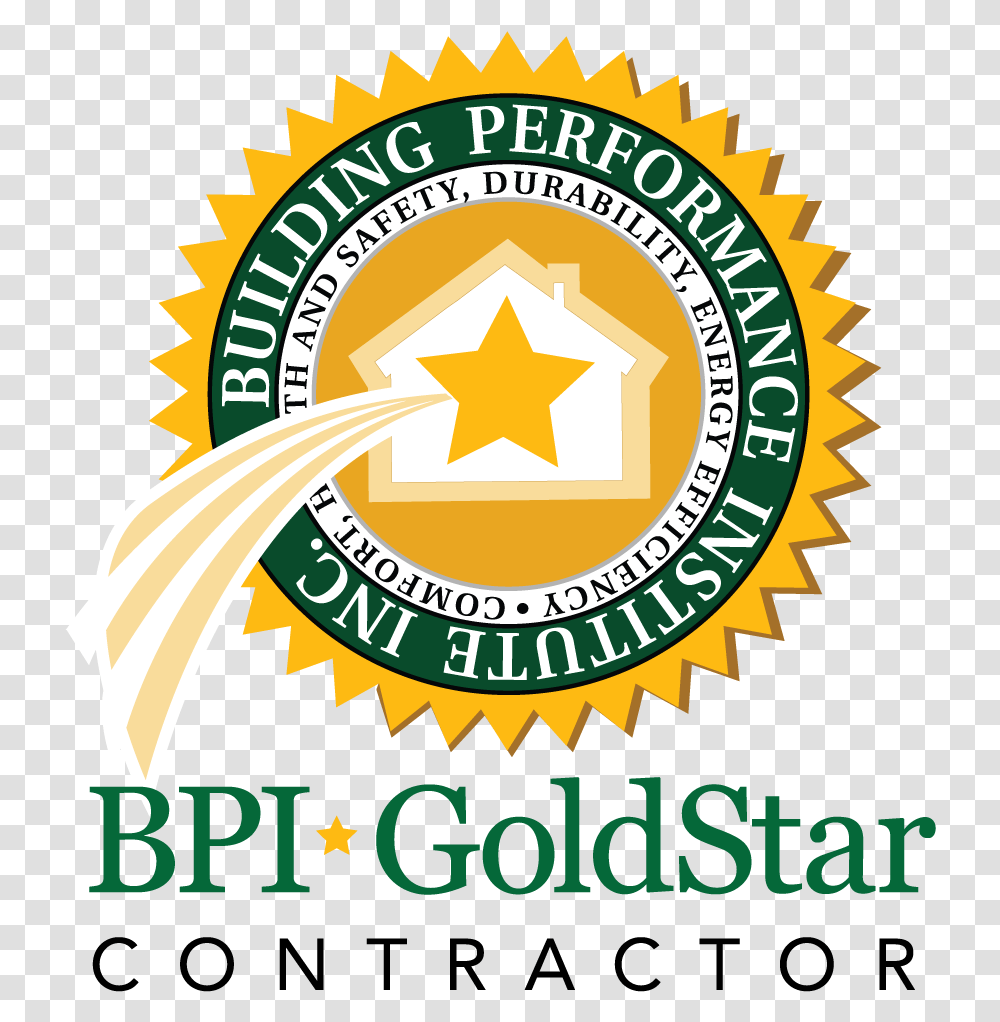 Goldstar Cool Care Heating And Air Columbia Sc Bpi Gold Star Logo, Symbol, Poster, Advertisement, Star Symbol Transparent Png