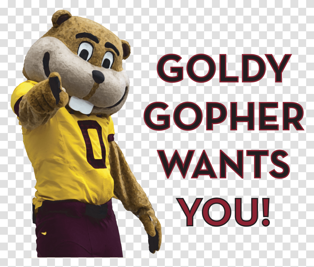 Goldy Gopher Wants You Teddy Bear, Mascot, Person, Human, People Transparent Png