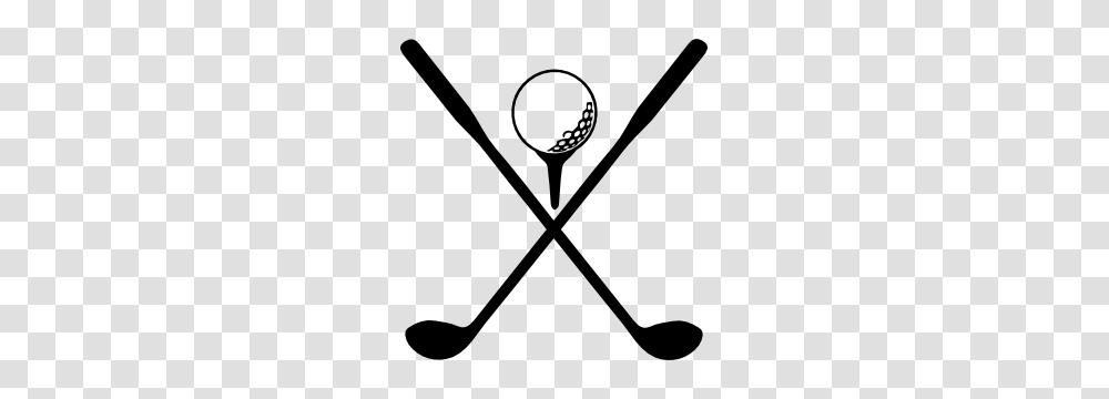 Golf Ball And Tee With Golf Clubs Sticker, Shovel, Tool, Bow, Sport Transparent Png