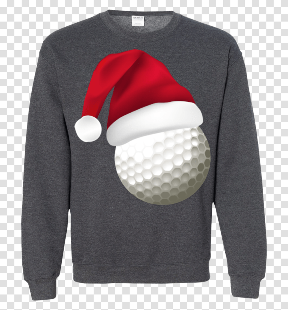 Golf Santa Hat Christmas Gift Ls Long Sleeve, Clothing, Apparel, Sweater, Ball Transparent Png