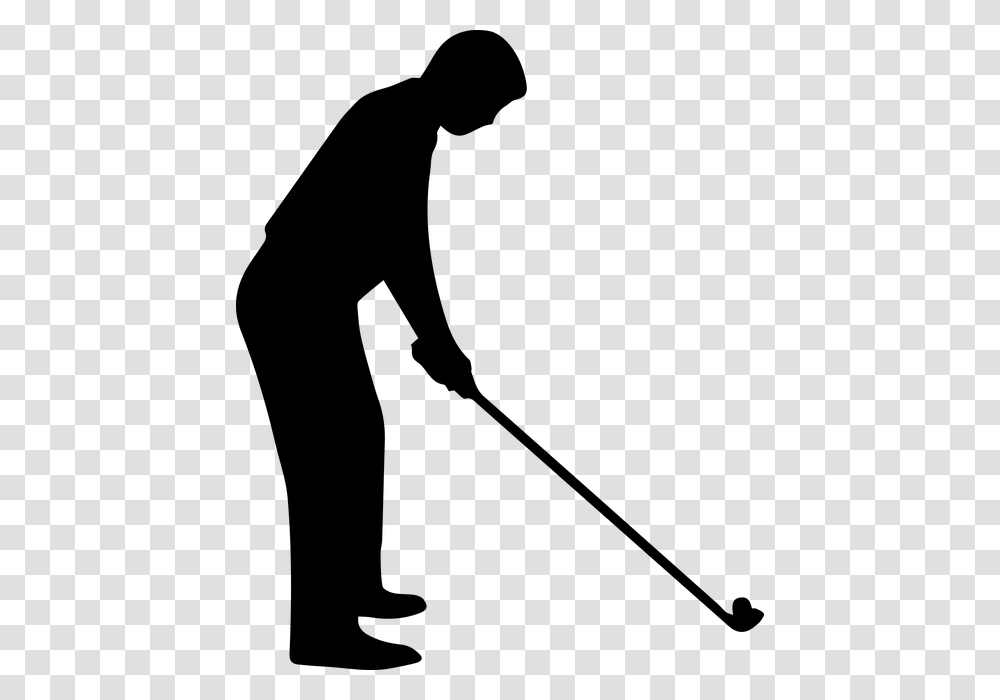 Golf Stroke Mechanics Silhouette Golfer Clip Art Black And White Golfer, Gray Transparent Png