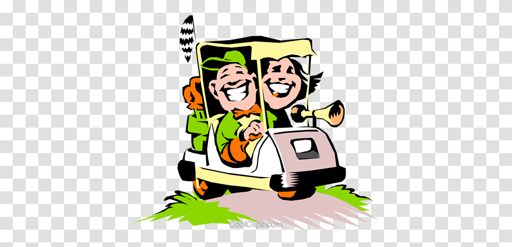 Golf Vector Clipart Of A Couple In A Cartoon Golf Cart Golf, Poster, Advertisement, Flyer, Paper Transparent Png