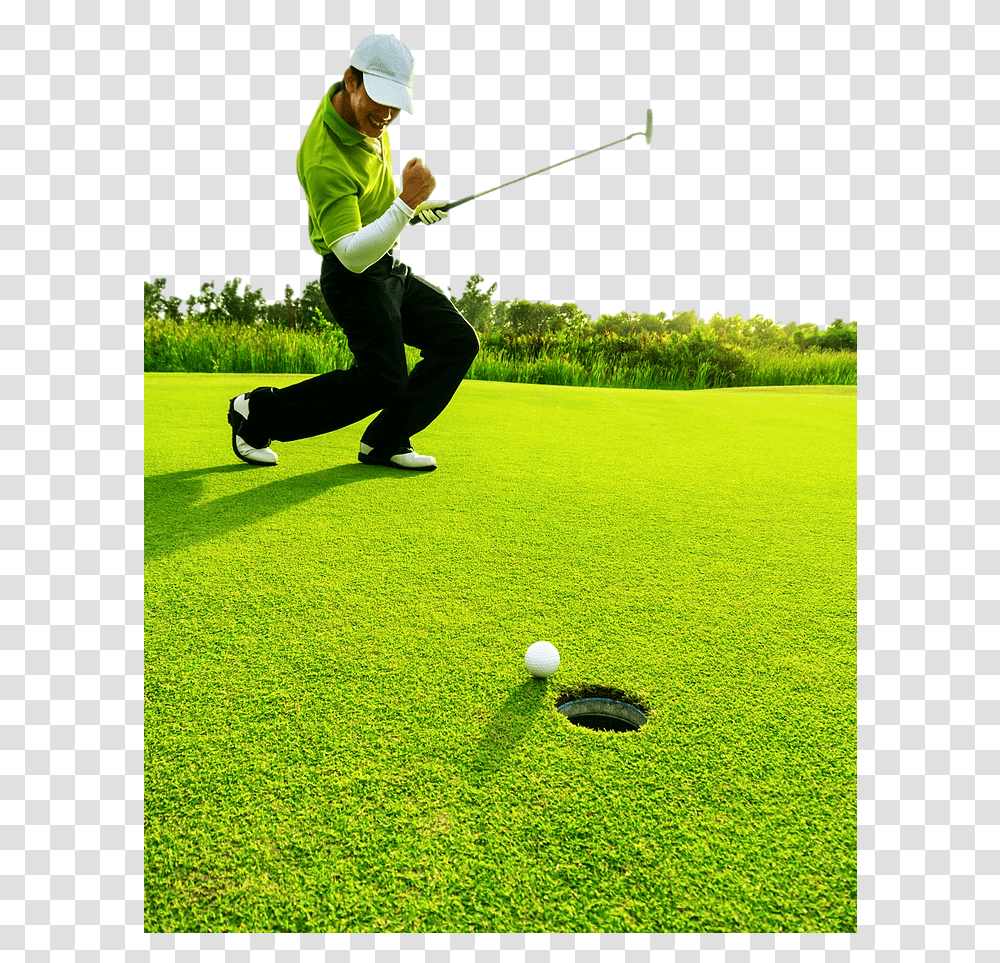 Golfer Action To Win After Putting Golf Pitch And Putt, Person, Human, Sport, Sports Transparent Png