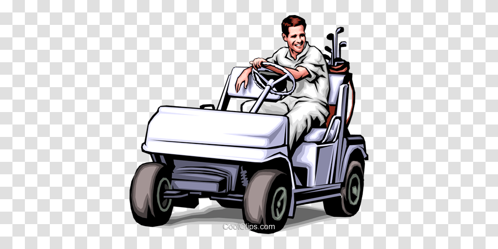 Golfer In Golf Cart Royalty Free Vector Clip Art Illustration, Person, Human, Vehicle, Transportation Transparent Png