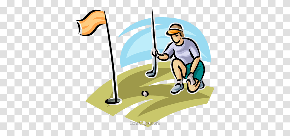 Golfer Lining Up Her Putt Royalty Free Vector Clip Art, Person, Sport, Outdoors, Fishing Transparent Png