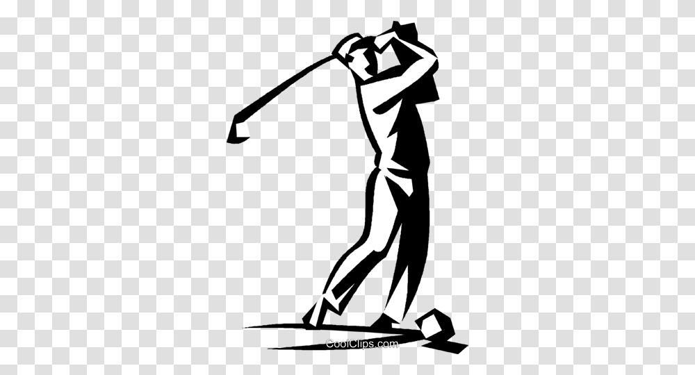 Golfer Teeing Off Royalty Free Vector Clip Art Illustration, Person, Performer, Leisure Activities, Stencil Transparent Png