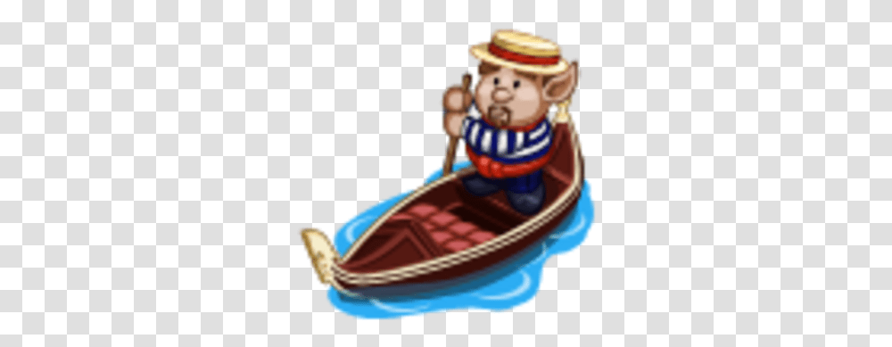 Gondola Gnome Boatman, Vehicle, Transportation, Rowboat, Birthday Cake Transparent Png