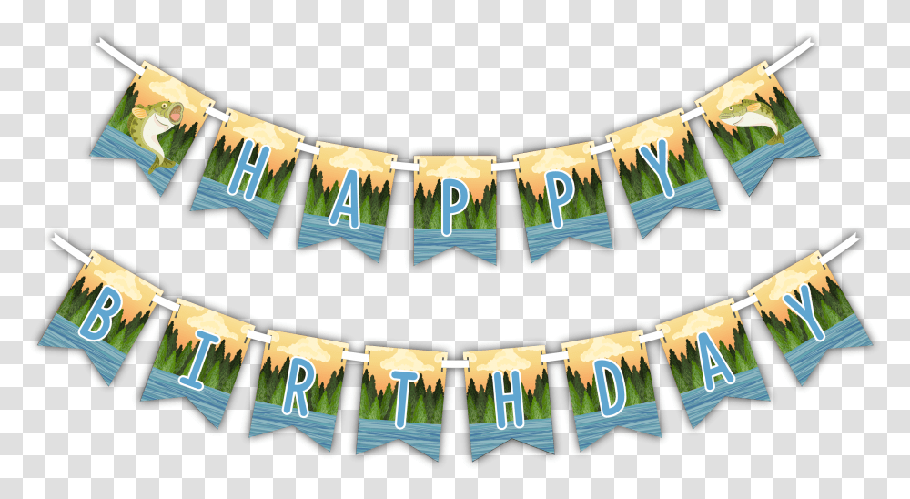 Gone Fishing Happy Birthday Banner, Word, Label, Collage Transparent Png