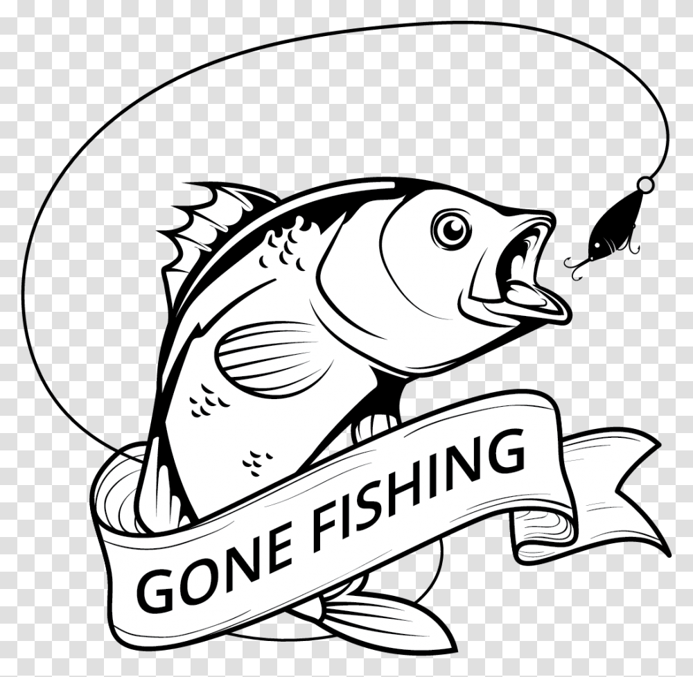 Gone Fishing Line Art, Word, Animal, Mammal Transparent Png