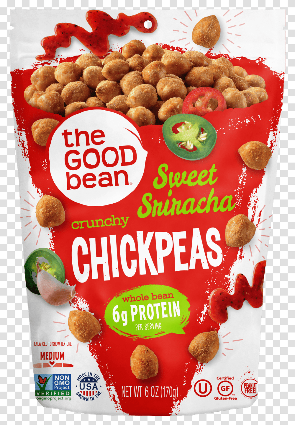 Good Bean Chick Peas Sweet Sriracha, Snack, Food, Advertisement, Flyer Transparent Png