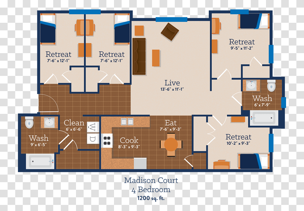 Good Four Bedroom Floor Plan, Diagram, Plot, Scoreboard Transparent Png