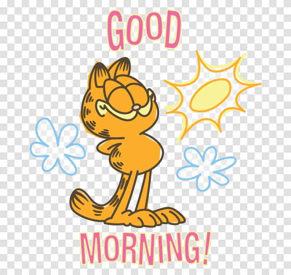 Good Morning Garfield Line Messaging Sticker Wednesday Garfield Good Morning Monday, Animal, Bird, Poster Transparent Png