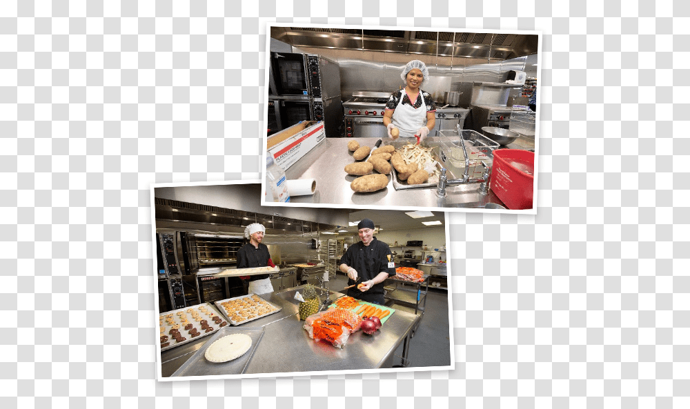 Good Shepherd Kitchen Staff Prepares Meals For Residents Baguette, Person, Human, Food, Restaurant Transparent Png