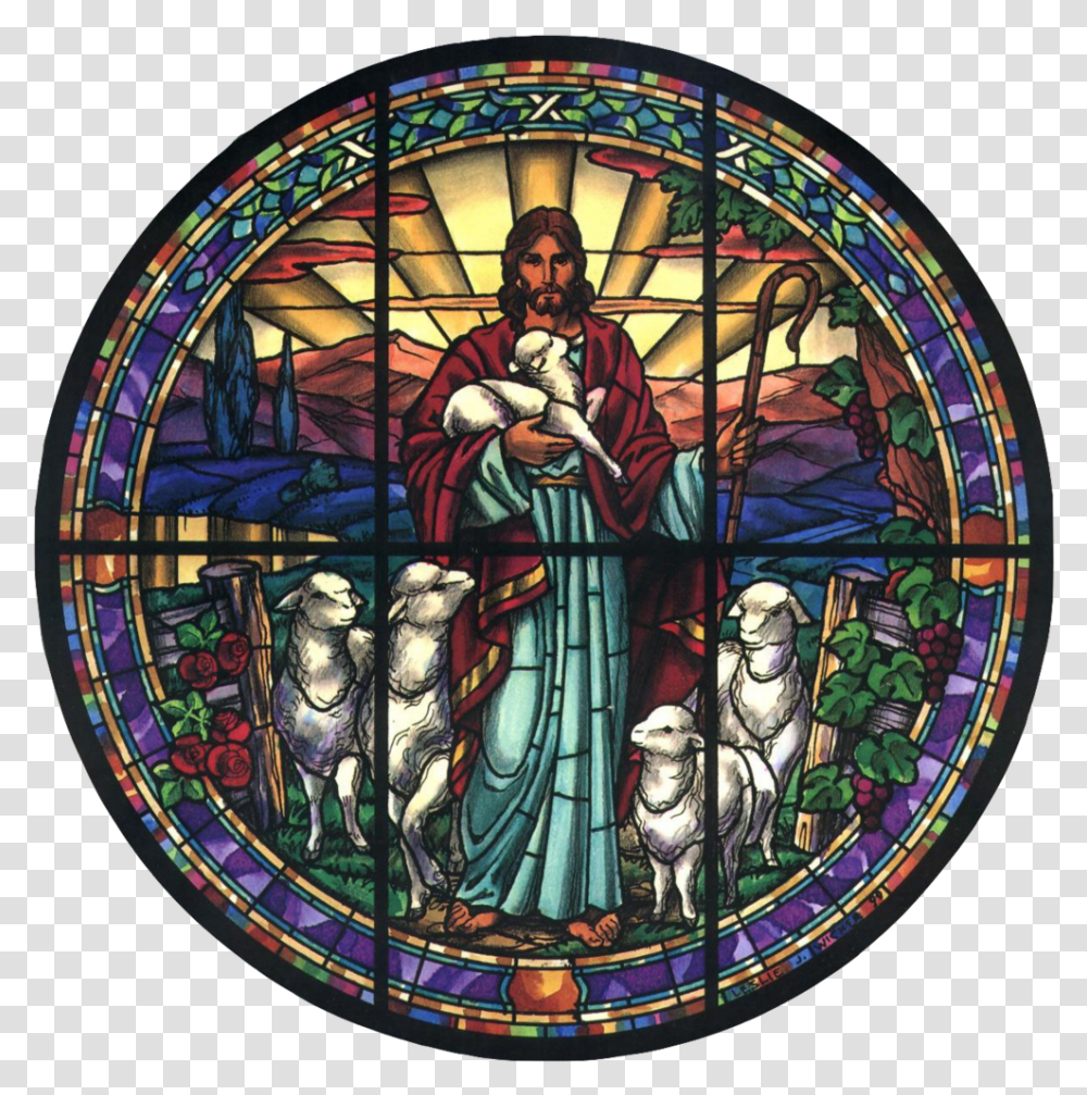 Good Shepherd Window Stained Glass, Person, Human, Painting Transparent Png