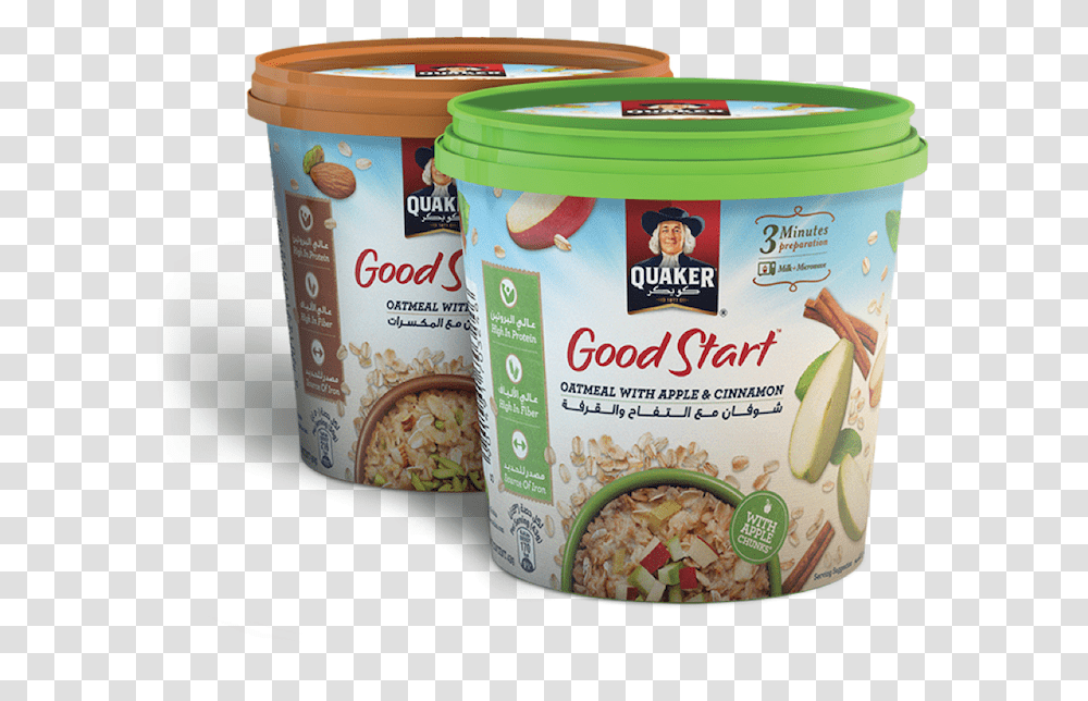 Good Start Oatmeal Pots With Apple And Cinnamon - Quaker Arabia Quaker Oats Company, Dessert, Food, Yogurt, Box Transparent Png