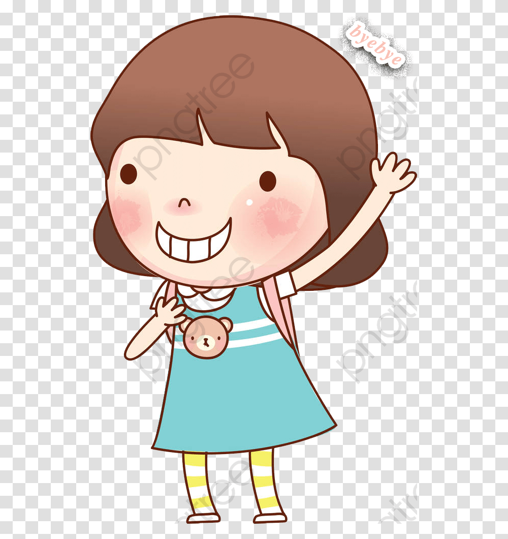 Goodbye Clipart Girl Waving Wave Goodbye Cartoon, Lamp, Chef, Doll, Toy Transparent Png