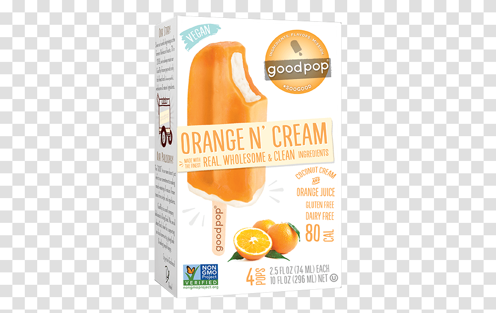 Goodpop Orange And Cream, Juice, Beverage, Orange Juice, Citrus Fruit Transparent Png