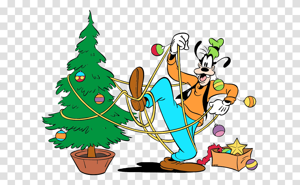 Goofy Decorating Christmas Tree Disney Christmas Tree Clipart, Plant, Ornament Transparent Png
