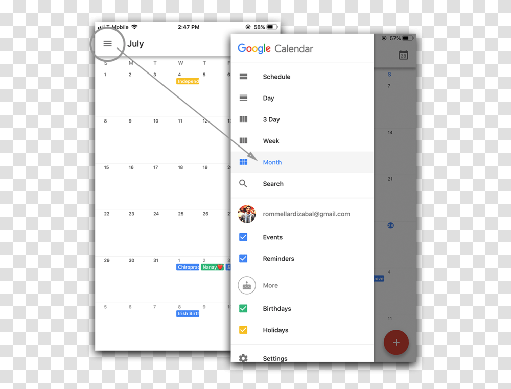 Google Calendar, Menu Transparent Png