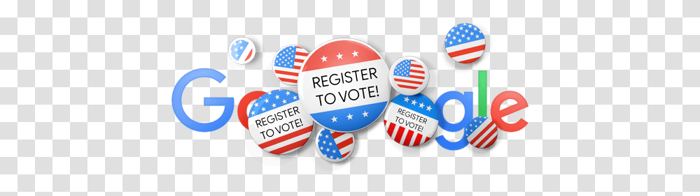 Google Doodle Aims To Help Button Up Your Voter Registration Google Register To Vote, Logo, Symbol, Trademark, Badge Transparent Png